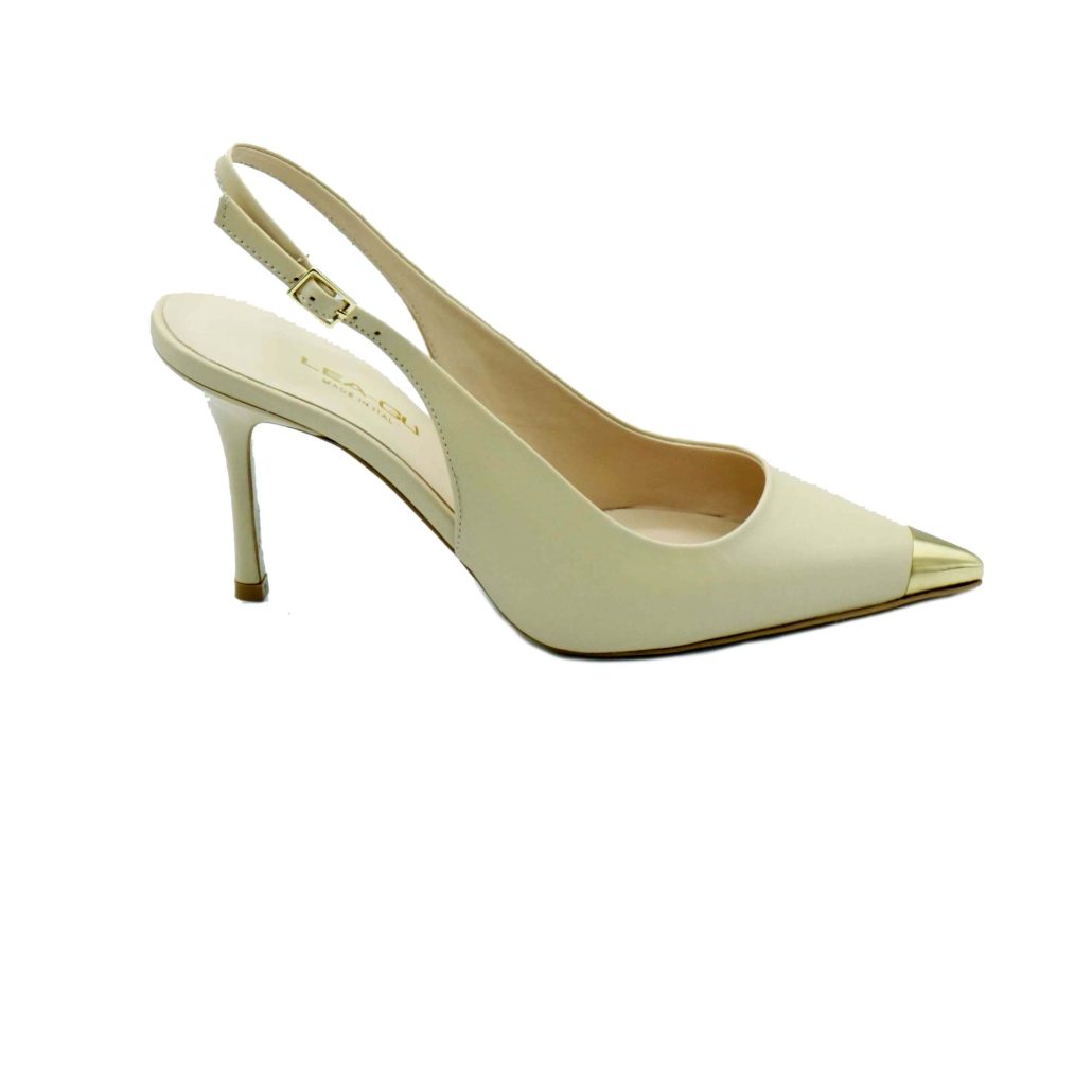 Lea Gu slingback in nappa con punta metallica, tacco 85mm Prezzo Ridotto