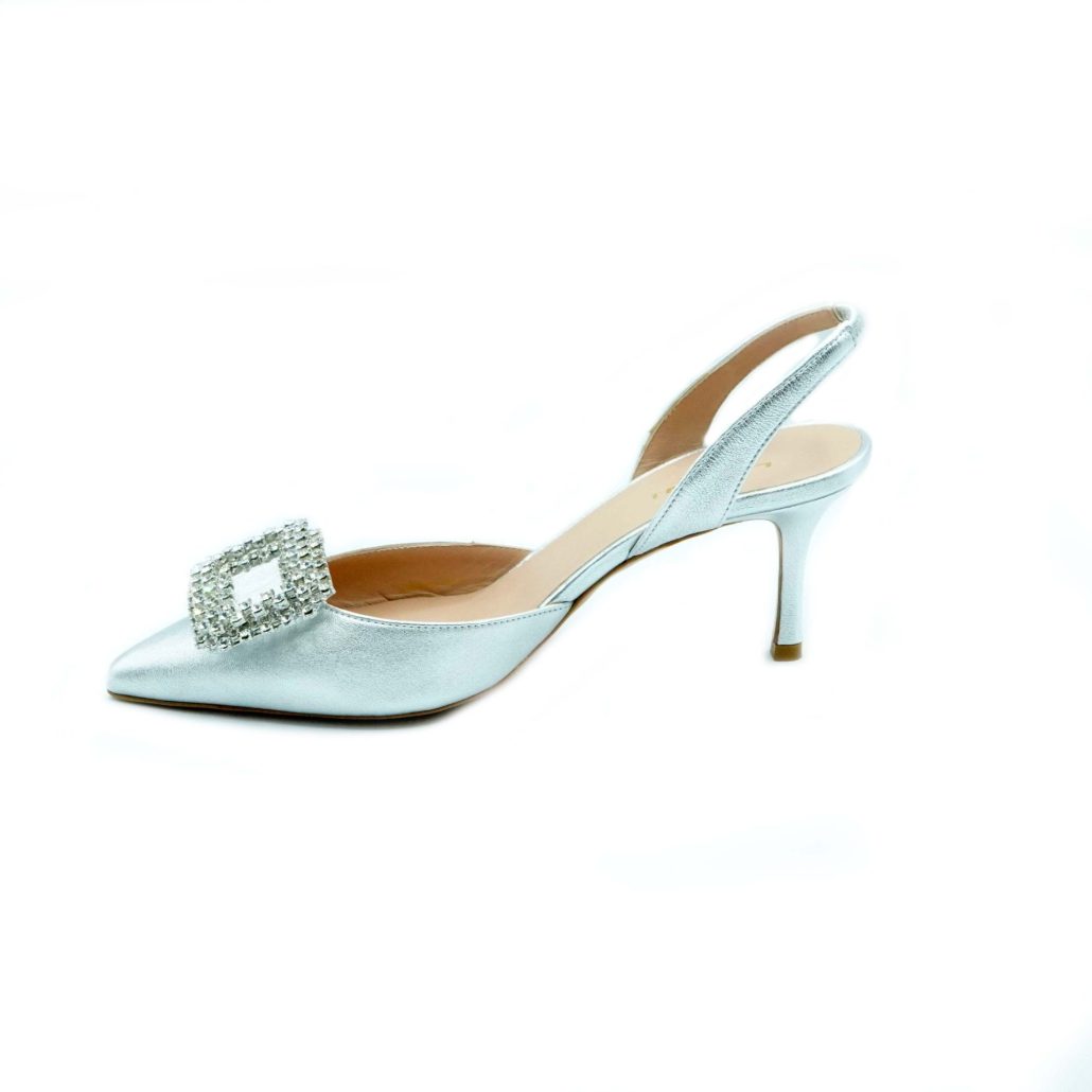 Lea Gu slingback in nappa laminata, accessorio frontale, tacco 65mm Convenienza
