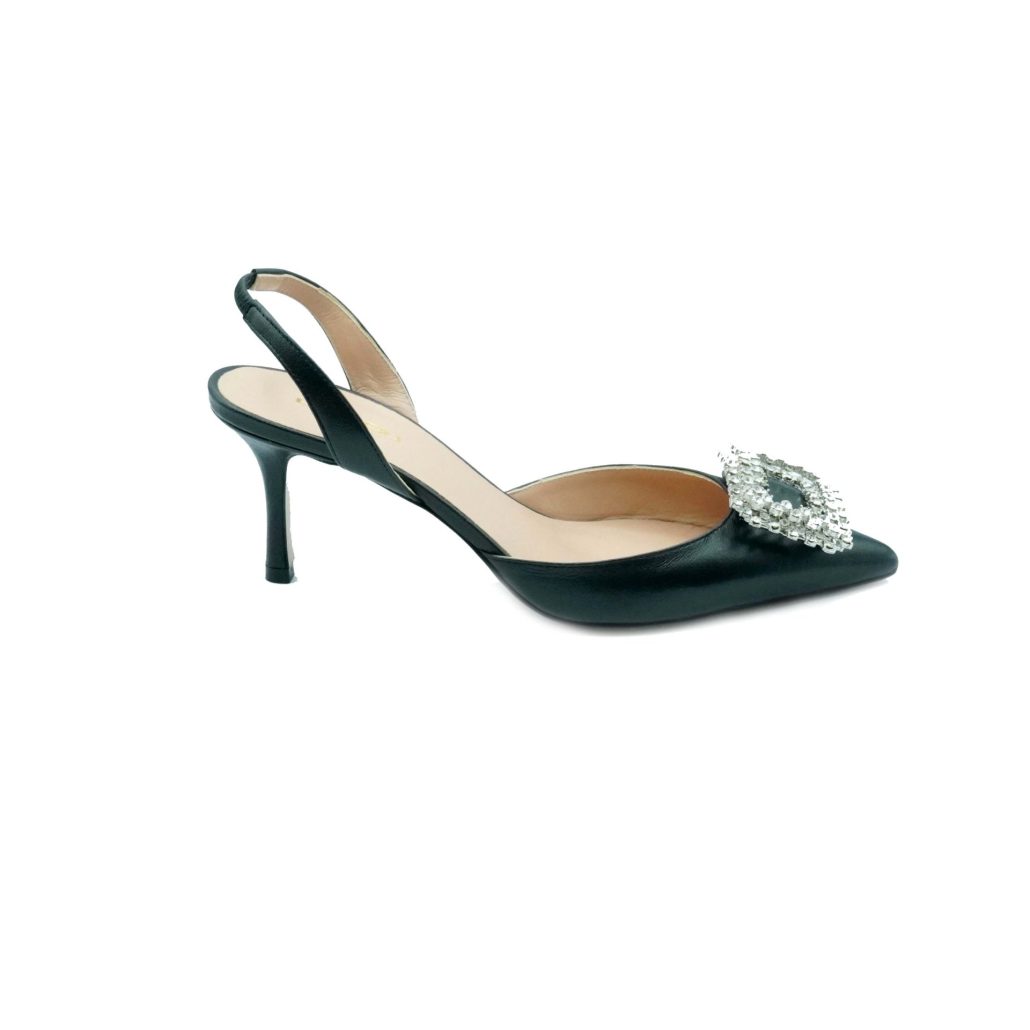 Lea Gu slingback in nappa, accessorio frontale, tacco 65mm Economico