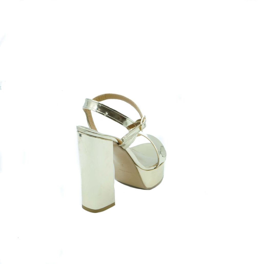 Lea Gu sandalo in nappa laminata, fascia frontale, cinturino alla caviglia, tacco 120 mm plateau 25 mm Hotsell