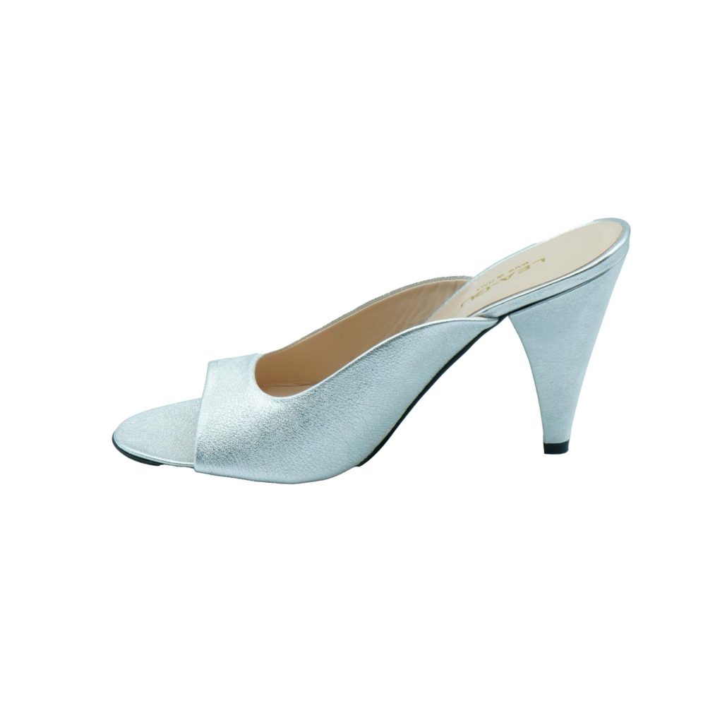 Lea Gu sandalo in nappa laminata, fascia frontale, tacco 85mm Saldi Di Fabbrica