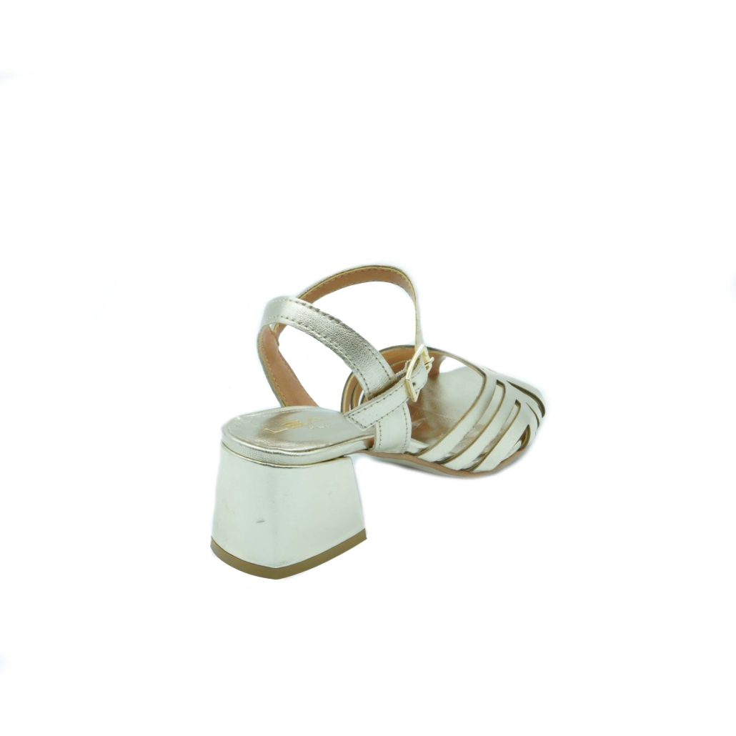 Lea Gu sandalo in nappa laminata, lavorazione a fascie frontali, tacco ricoperto 50 mm Vendite Flash