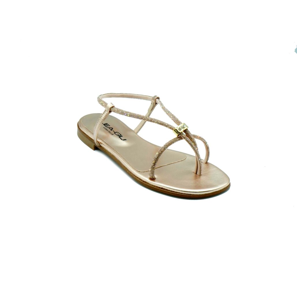 Lea Gu sandalo in nappa laminata, strass frontali, cinturino posteriore, tacco 10 mm In Saldo
