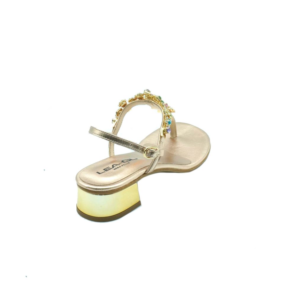 Lea Gu sandalo infradito in nappa, accessorio con swarovski frontale, chiusura posteriore, tacco 30mm Spedizione Gratuita