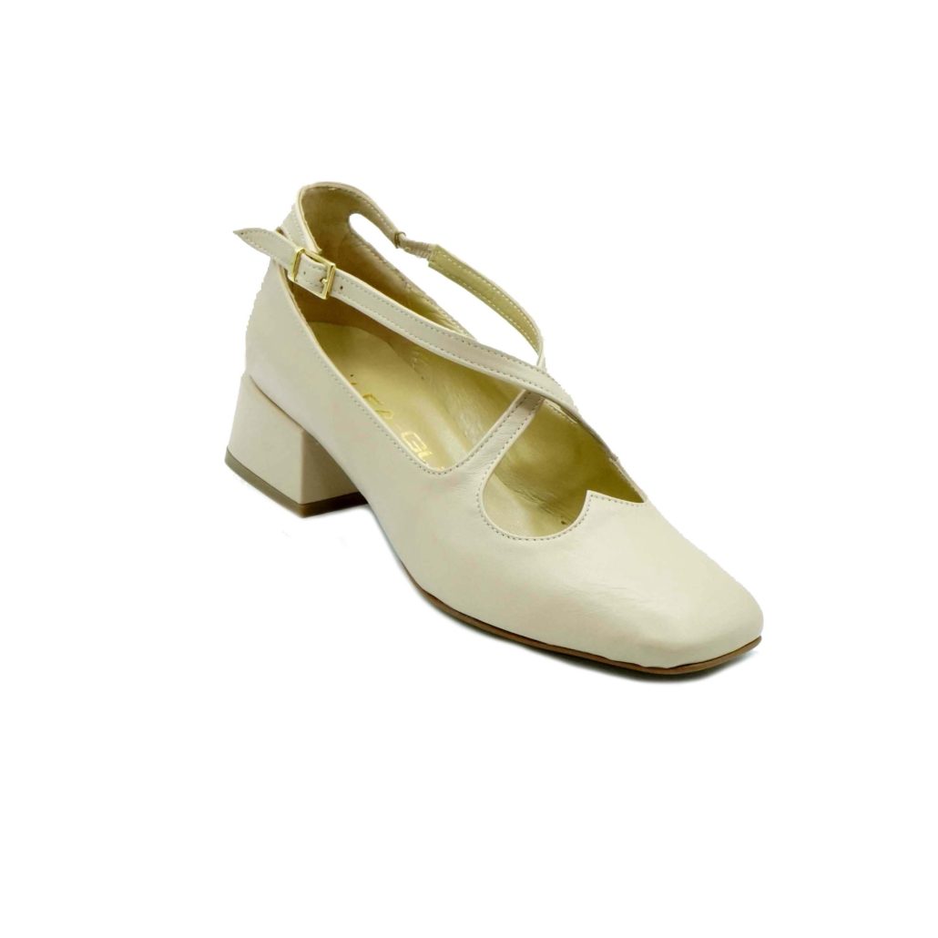 Lea Gu scarpa con tacco in nappa, incrocio frontale, tacco 35mm Prezzo Ridotto