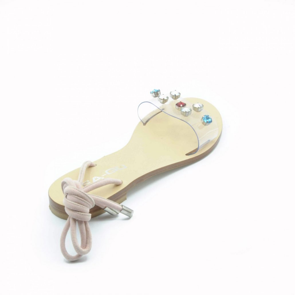 Lea Gu sandalo in plexy multicolor, allacciatura alla caviglia In Linea