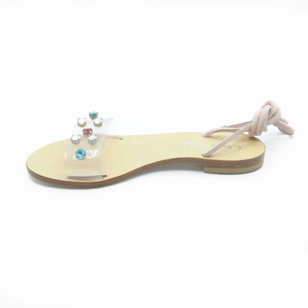 Lea Gu sandalo in plexy multicolor, allacciatura alla caviglia In Linea