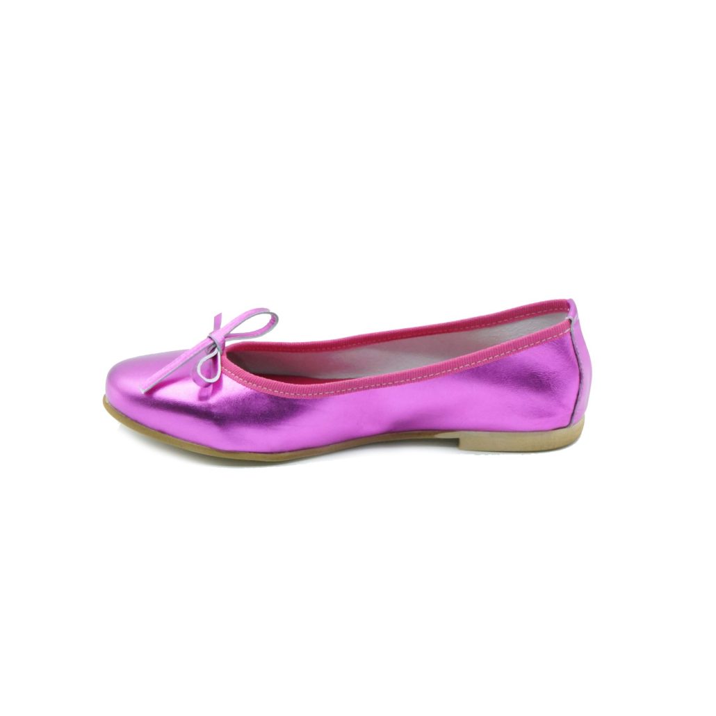 Lea Gu ballerina in nappa laminata, fiocco frontale, tacco 10mm Qualità