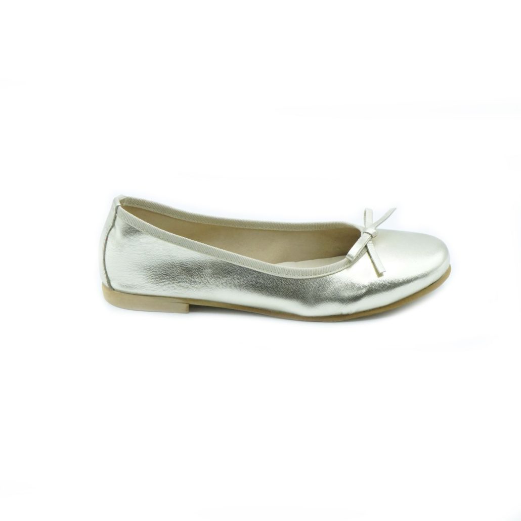 Lea Gu ballerina in nappa laminata, fiocco frontale, tacco 10mm Qualità