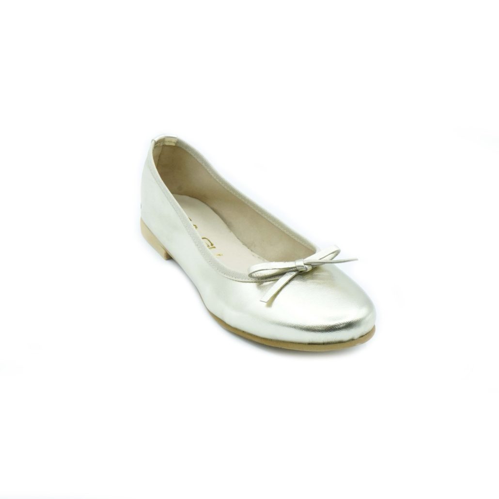 Lea Gu ballerina in nappa laminata, fiocco frontale, tacco 10mm Qualità