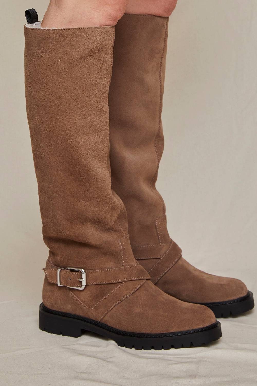 ﻿Kalliste K35 BIKER BOOTS VELOUR FANGO I Più Venduti