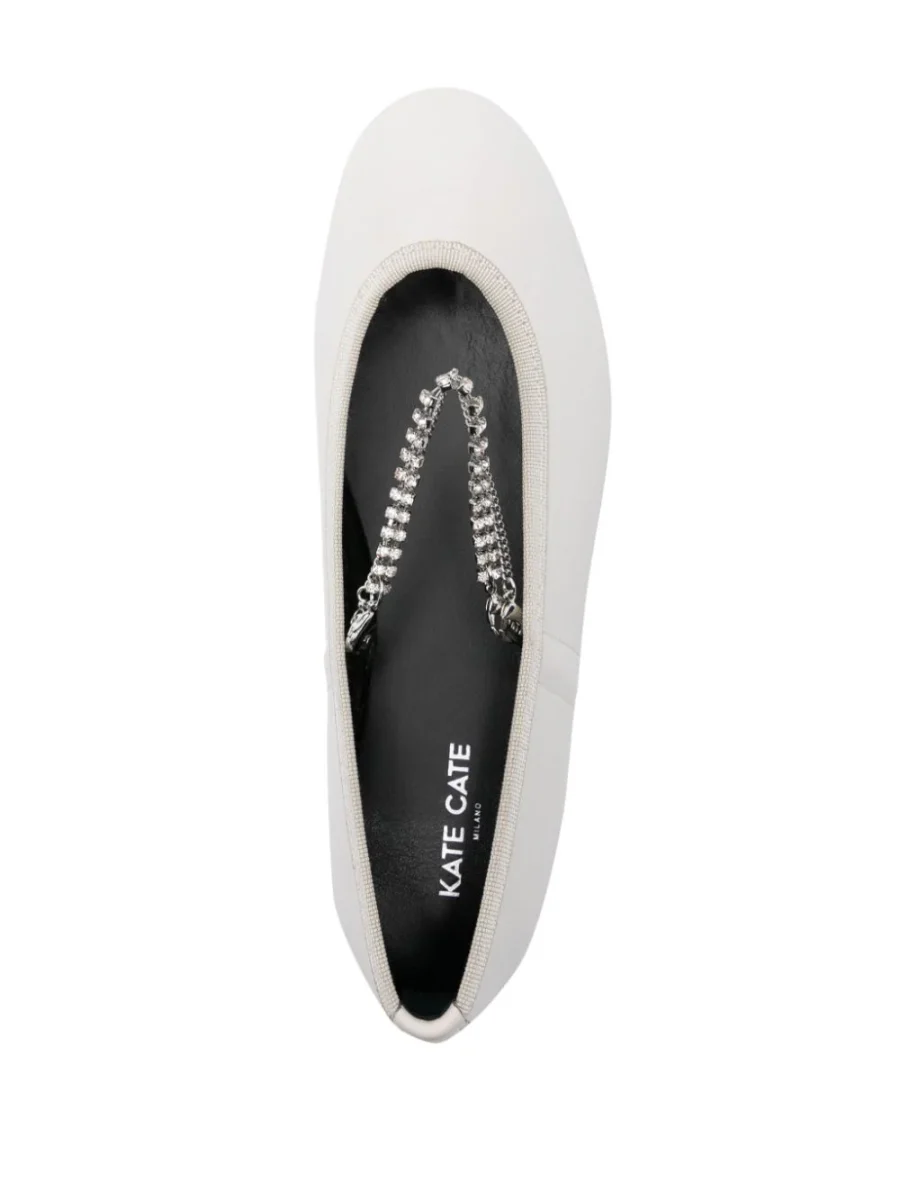 Kate Cate JULIETTE CHAIN IN OFF WHITE CALFSKIN LEATHER Italy