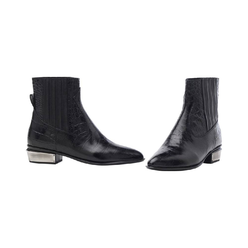 Kate Cate COWBOY KATE BOOTS BLACK CROC EFFECT LEATHER Sconto
