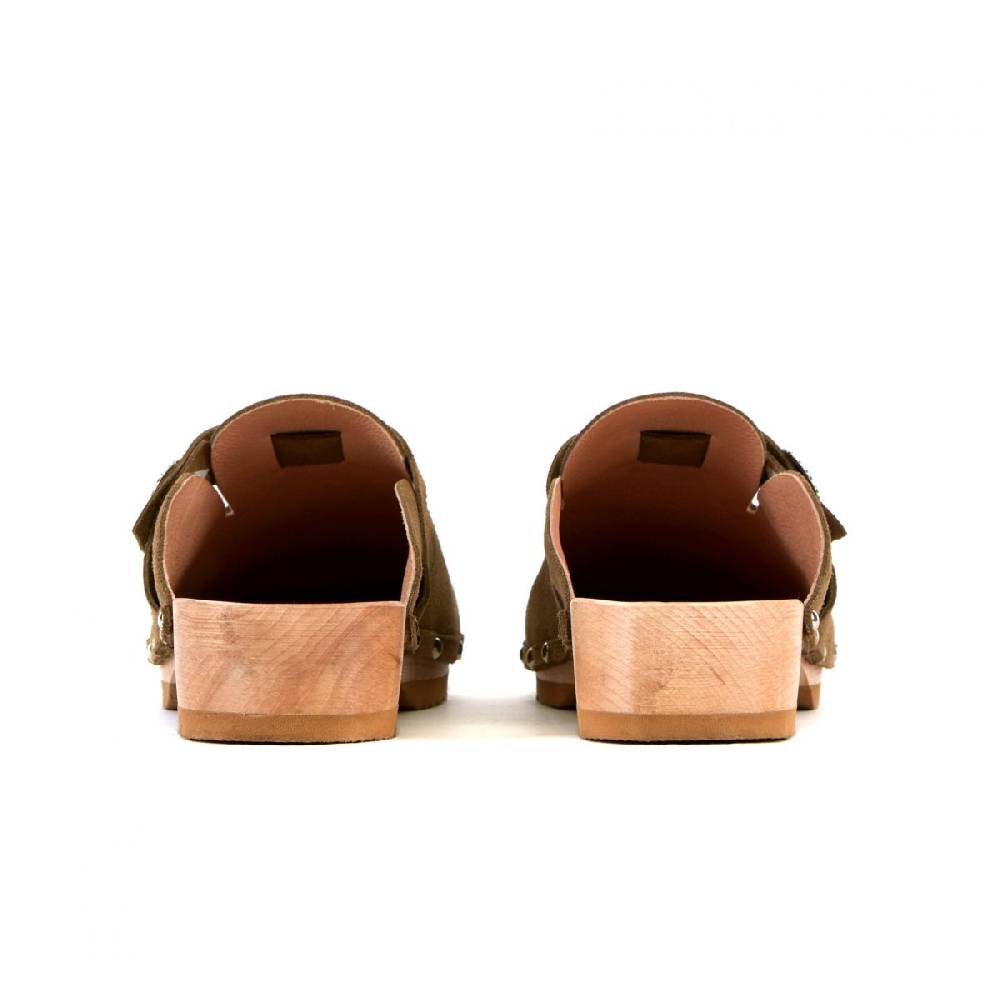 Kate Cate ALLEGRA CLOGS KAKI SUEDE CALFSKIN Outlet