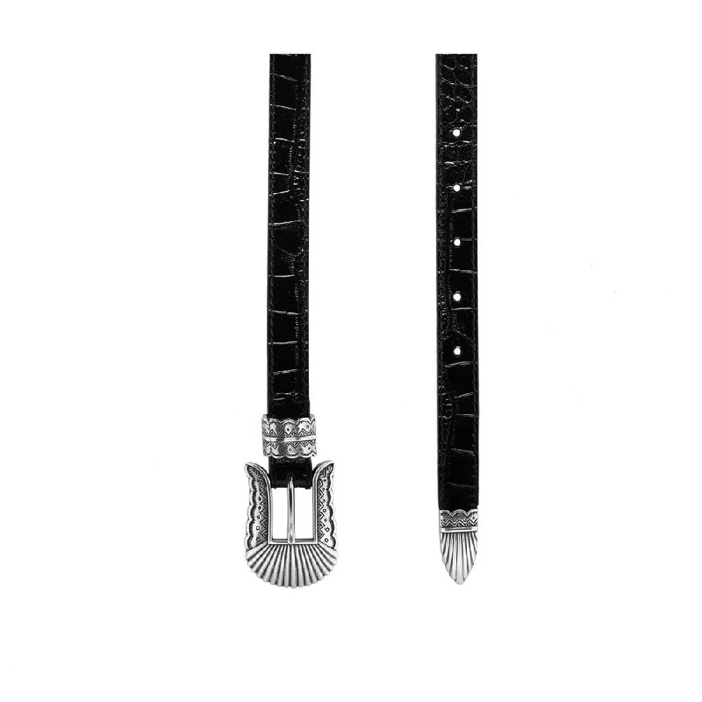 Kate Cate THIN KIM BELT BLACK CROC EFFECT CALFSKIN Offerte