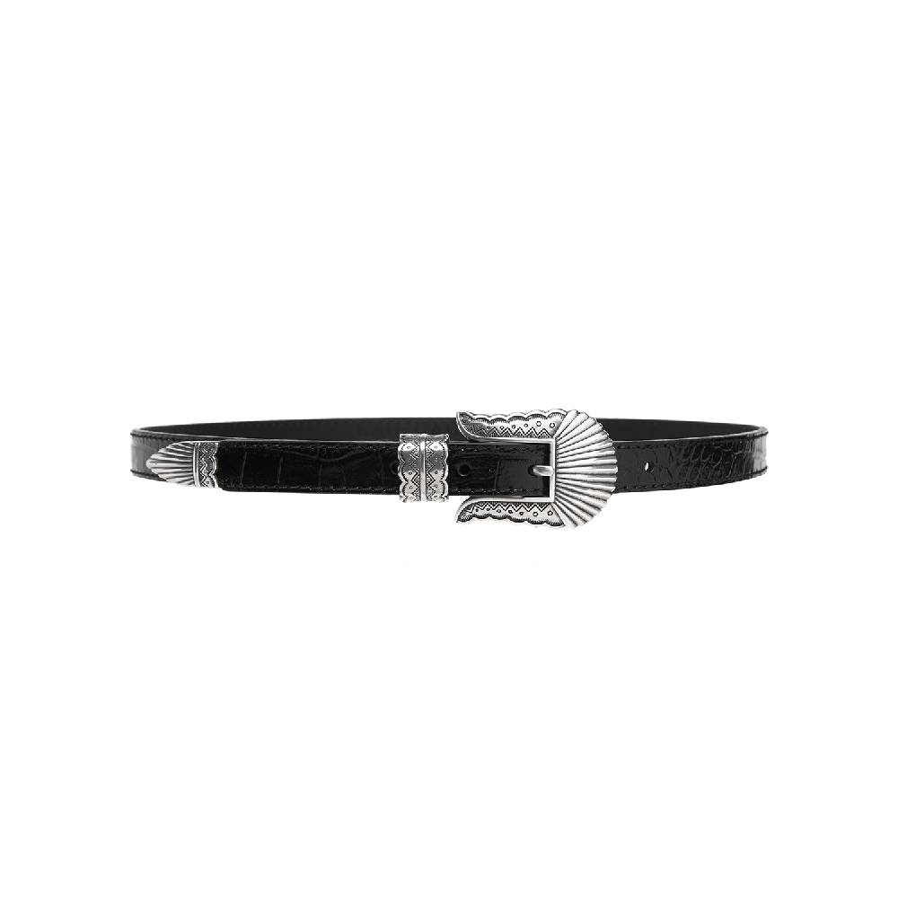 Kate Cate THIN KIM BELT BLACK CROC EFFECT CALFSKIN Offerte