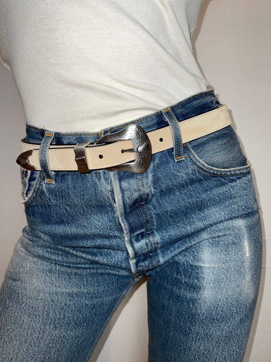 Kate Cate DUTTON BELT IN SAND COLOURED SUEDE Acquista Ora