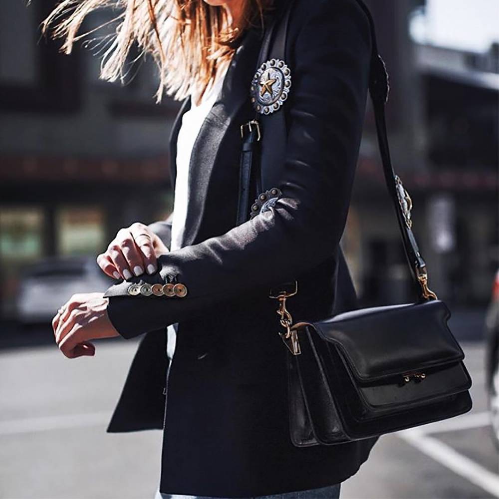 Kate Cate REGINA SHOULDER STRAP BLACK NAPPA CALFSKIN Consegna Veloce