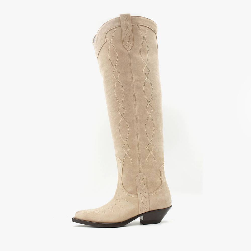 Laura Bellariva Stivale texano camoscio beige Sottocosto