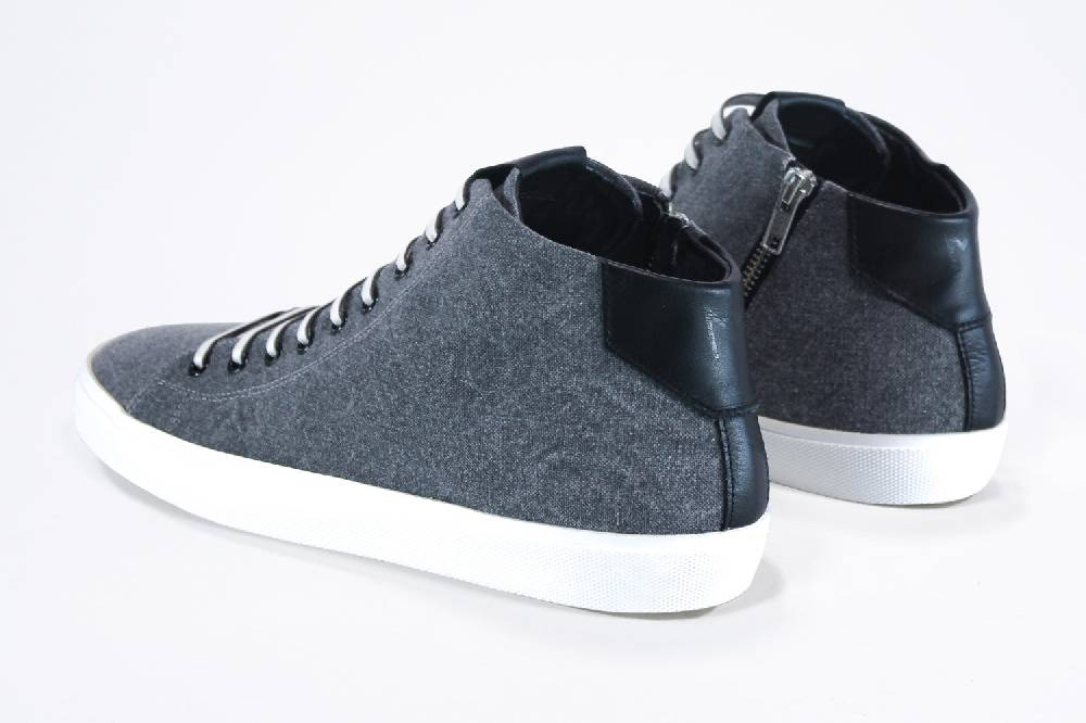 Leather Crown EARTH | Demin nero - Mid Top - Uomo In Linea