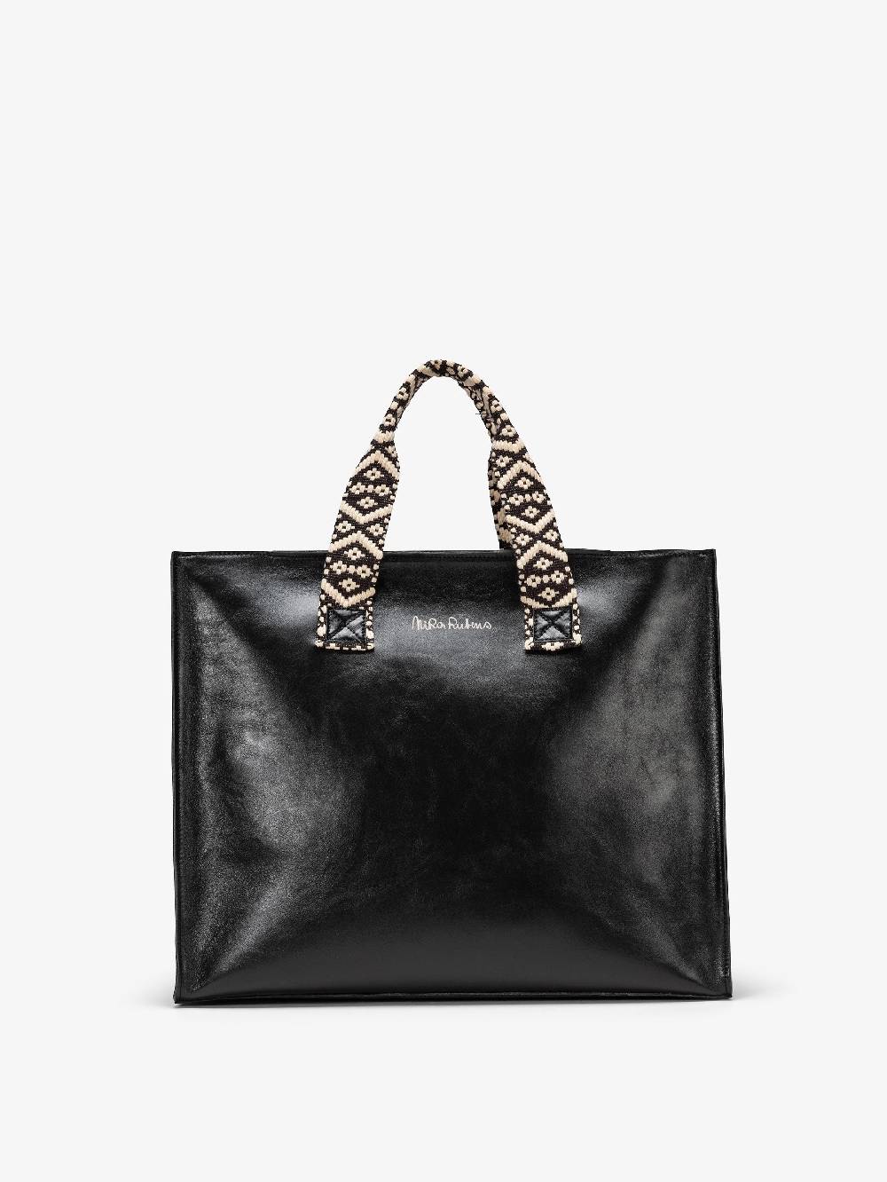 Nira Rubens EASY TOTE BLACK GLOSSY - LOGO Italia