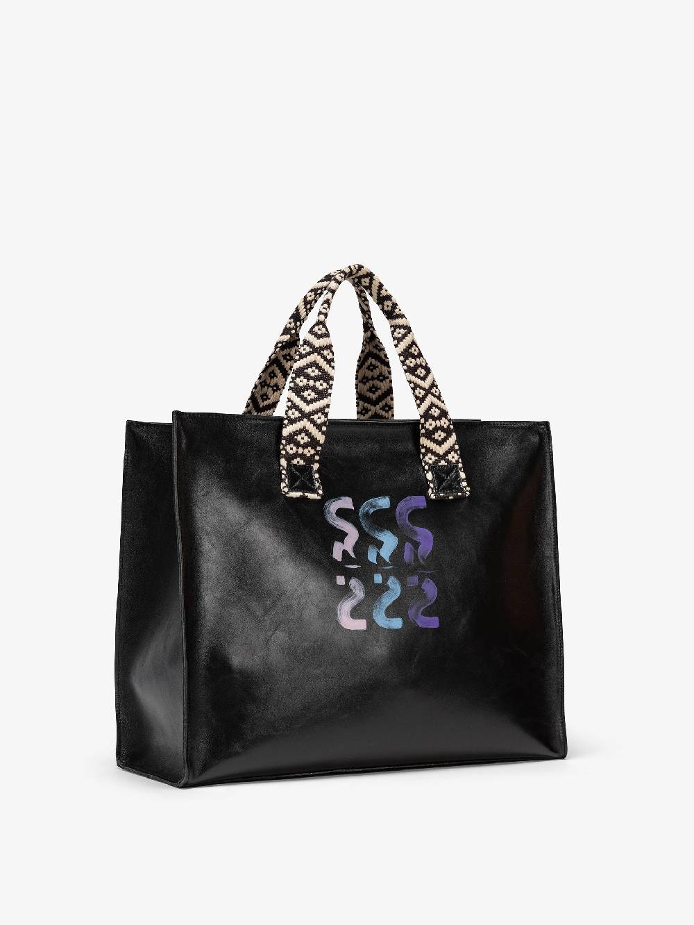 Nira Rubens EASY TOTE BLACK GLOSSY - LOGO Italia
