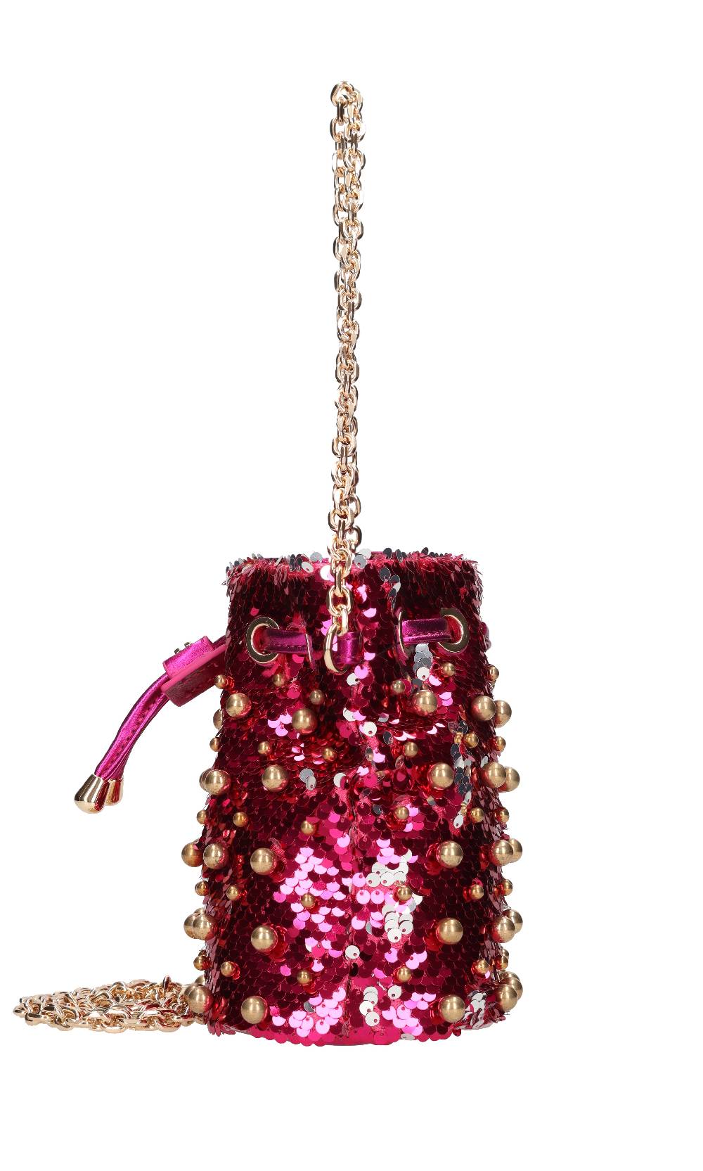 LA CARRIE Borsa in paillettes ed ecopelle con borchie sferiche applicate Outlet