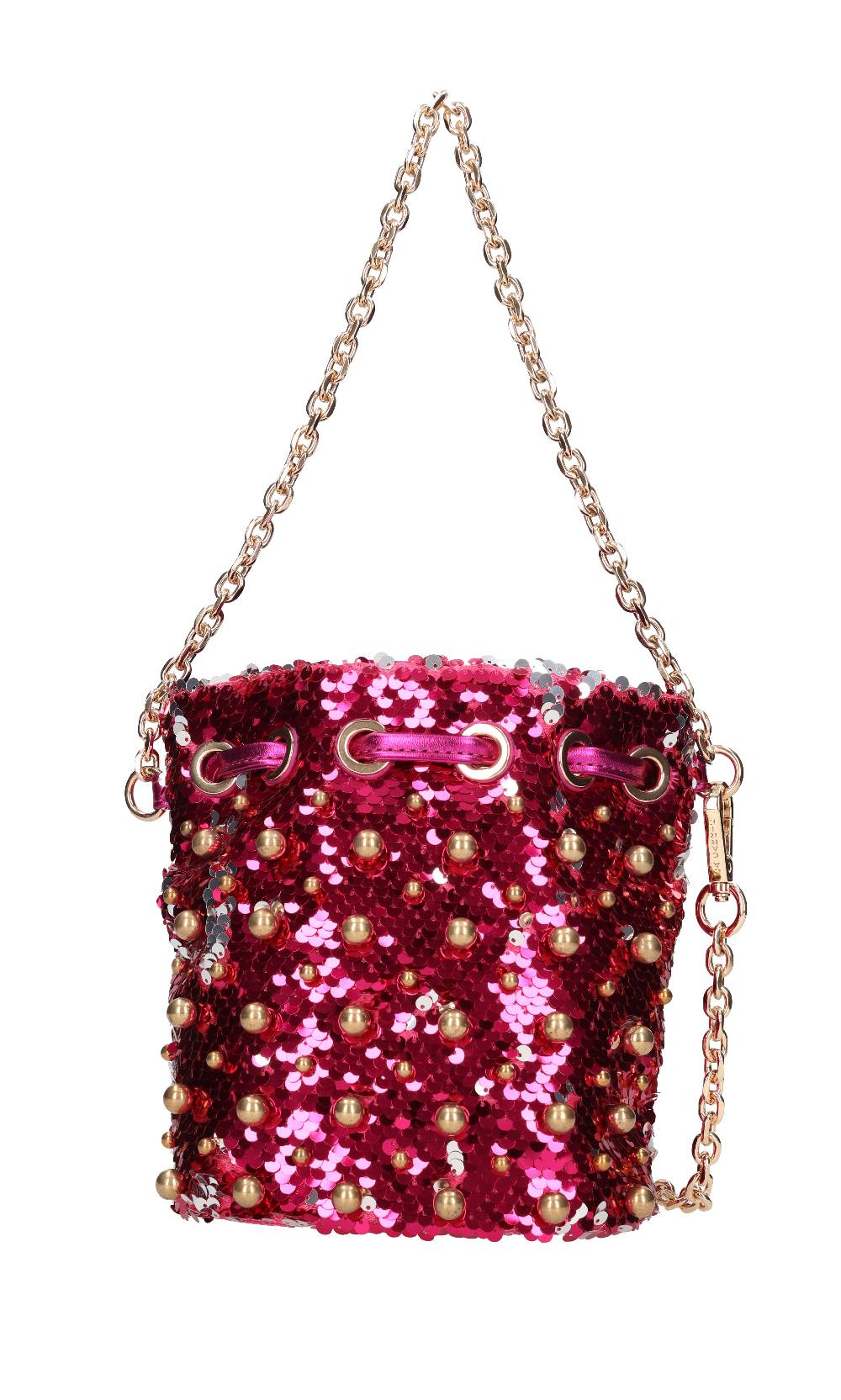 LA CARRIE Borsa in paillettes ed ecopelle con borchie sferiche applicate Outlet