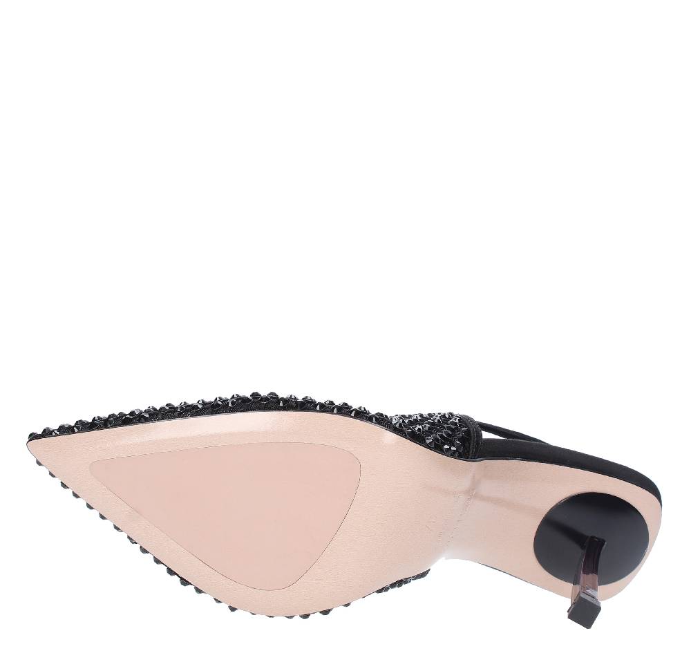 LE SILLA Sandali Slingback in pelle raso nylon e cristalli Vendita Calda