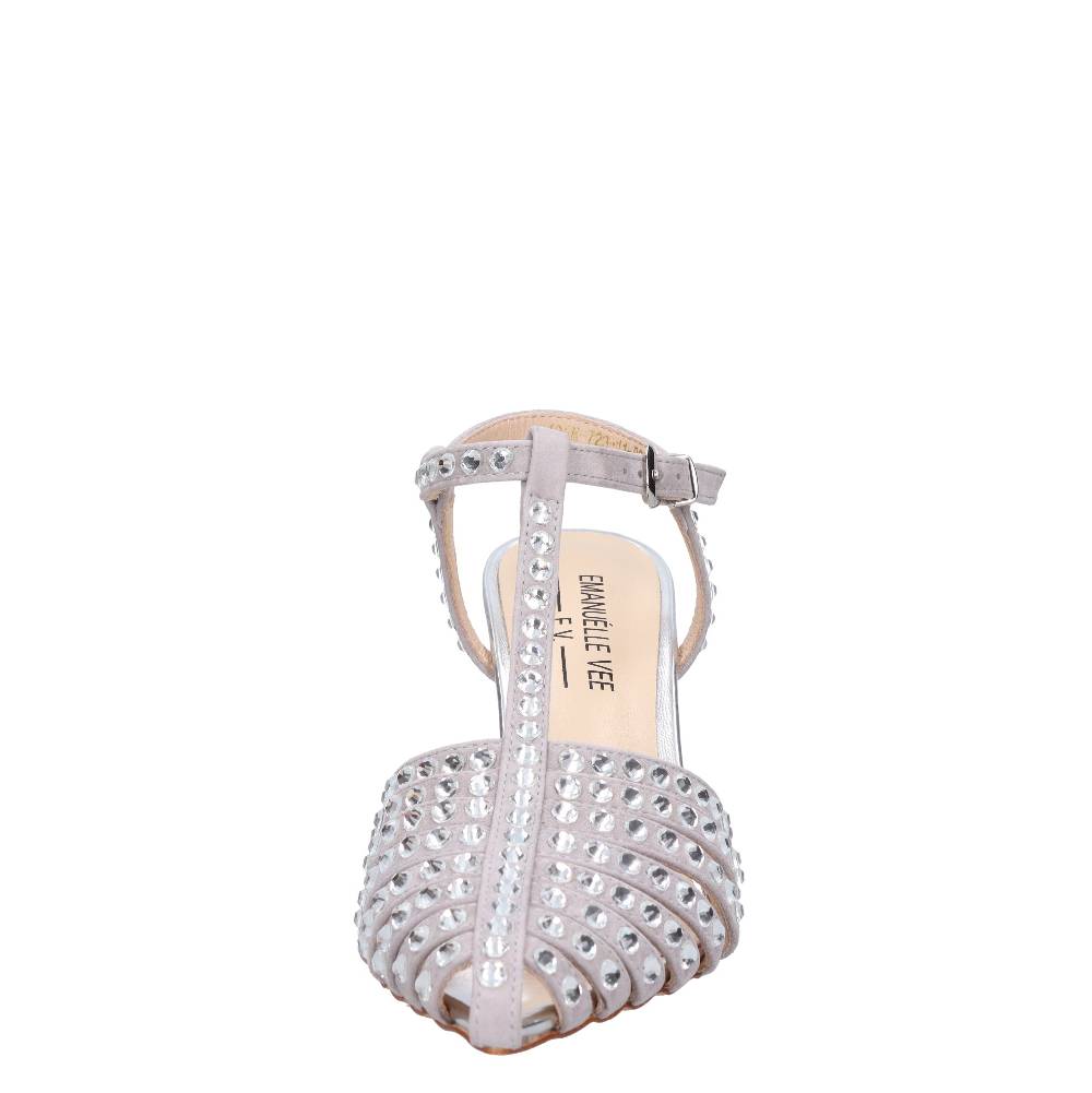 EMANUELLE VEE Décolleté Slingback in pelle e strass In Vendita
