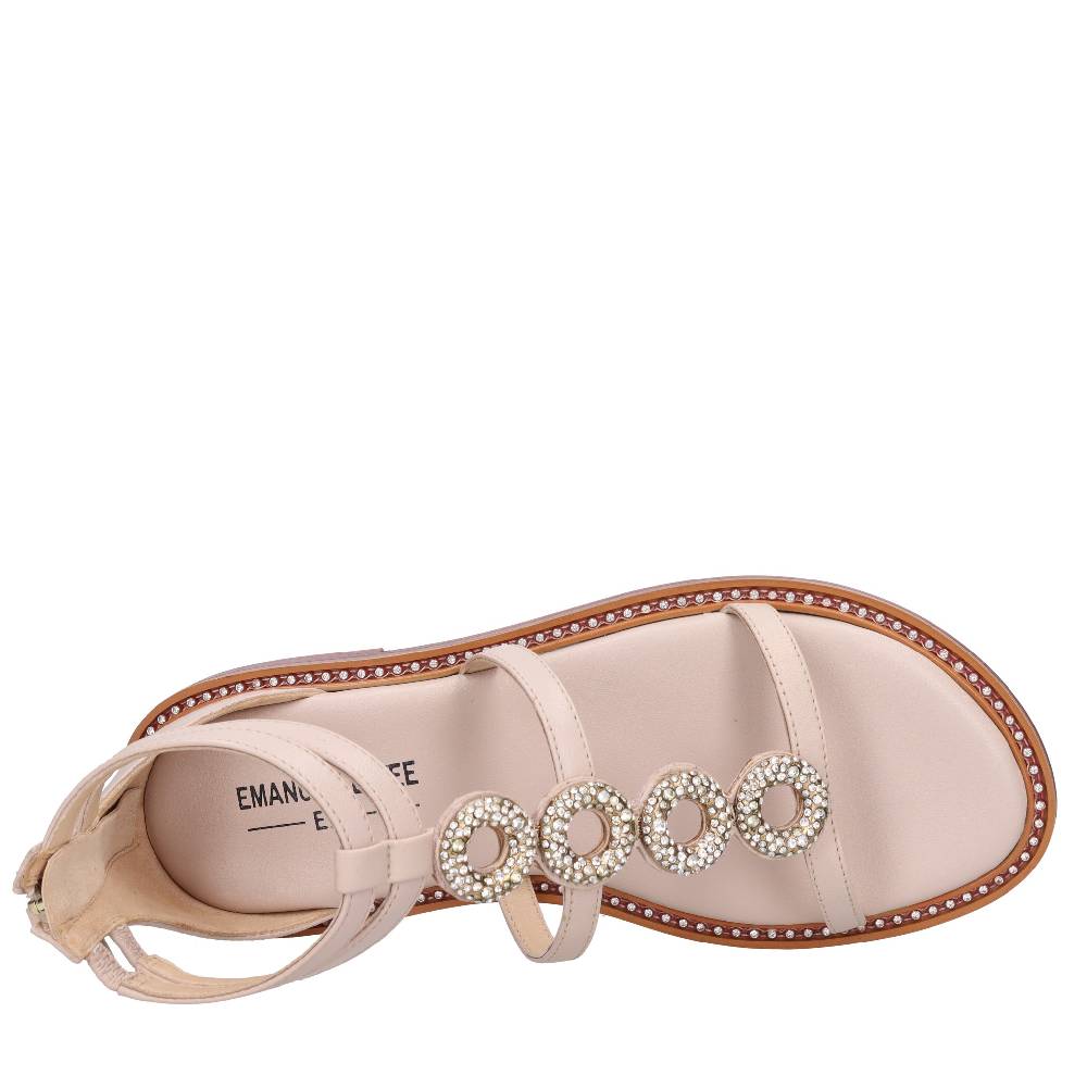 EMANUELLE VEE Sandali in pelle e strass Saldi Di Fabbrica