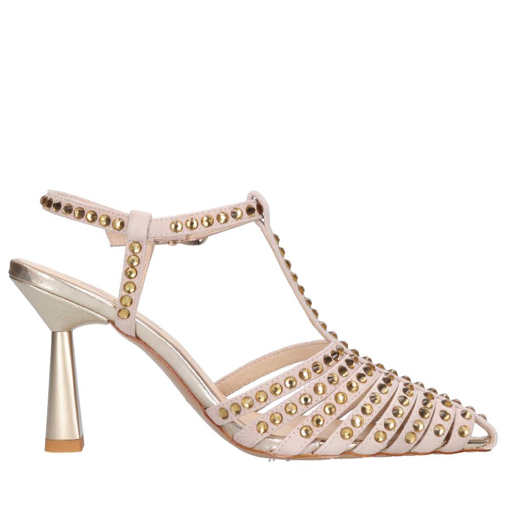 EMANUELLE VEE Décolleté in pelle e strass In Saldo