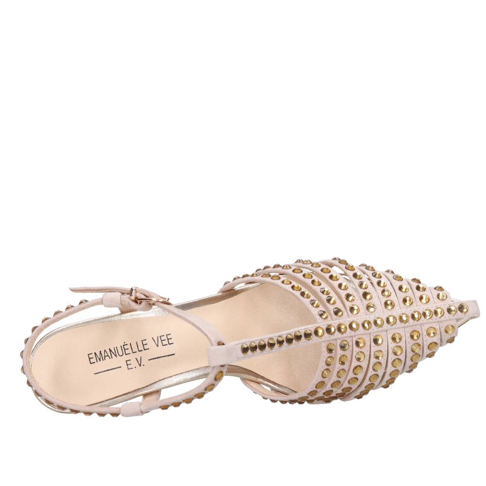EMANUELLE VEE Décolleté in pelle e strass In Saldo