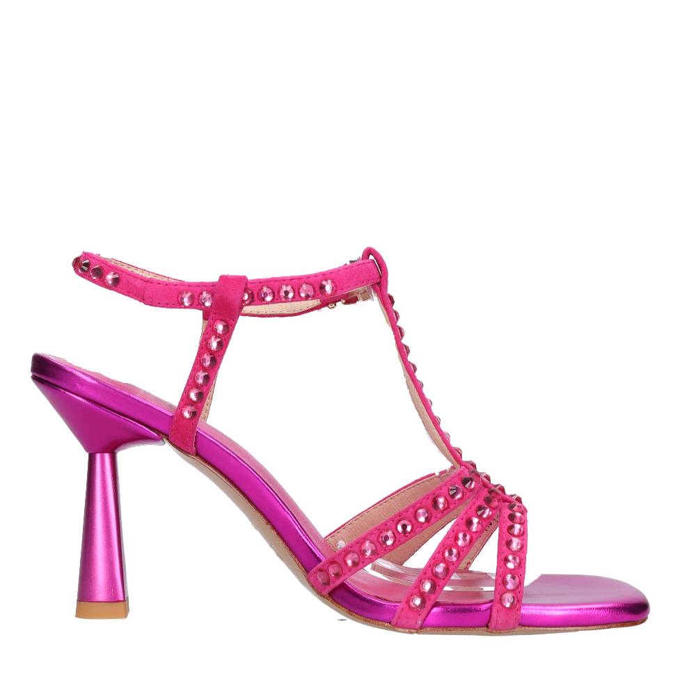 EMANUELLE VEE Sandali in pelle e strass 2025
