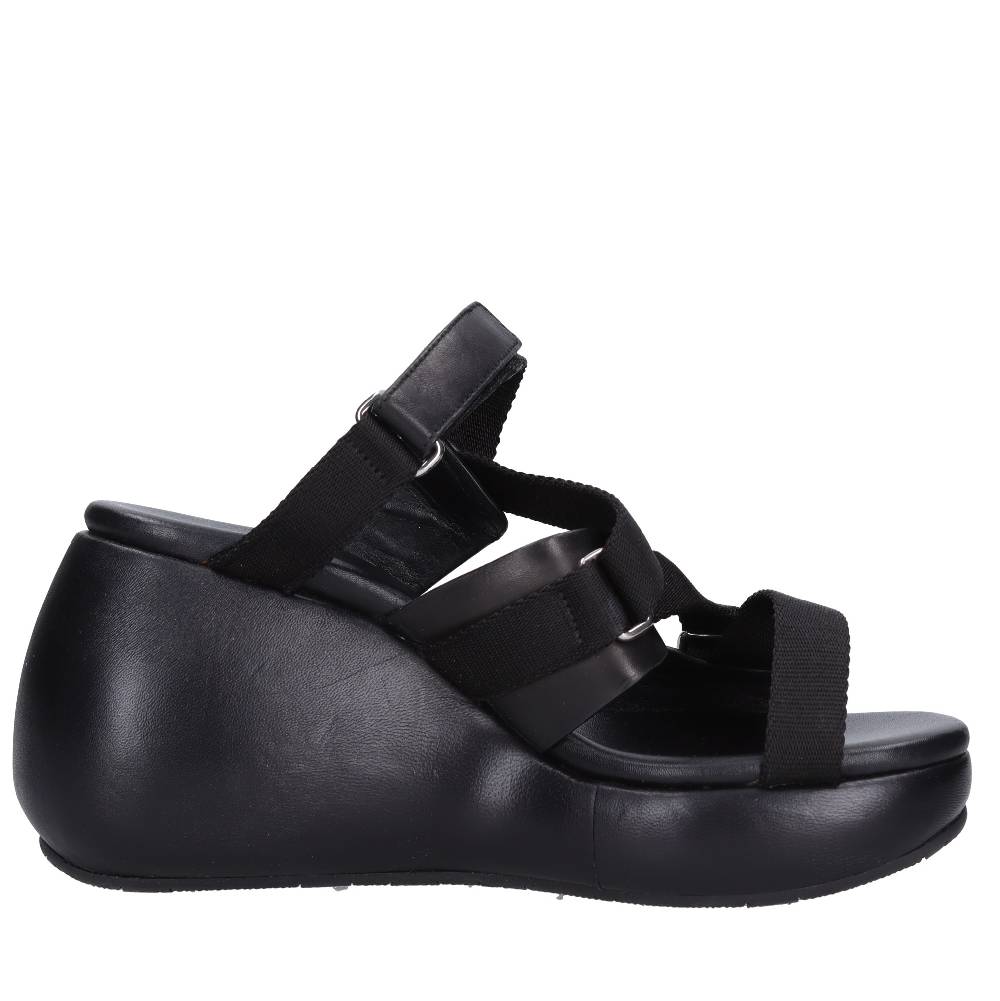 CASADEI Mules Zeppa in pelle e tessuto Affare Del Giorno