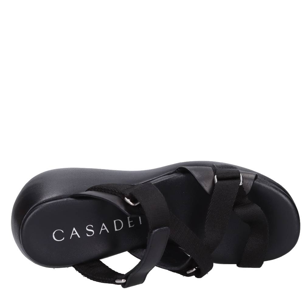 CASADEI Mules Zeppa in pelle e tessuto Affare Del Giorno