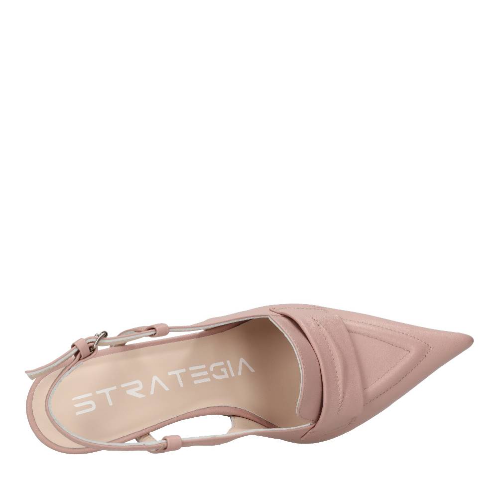 STRATEGIA Décolleté slingback in pelle Spedizione Gratuita