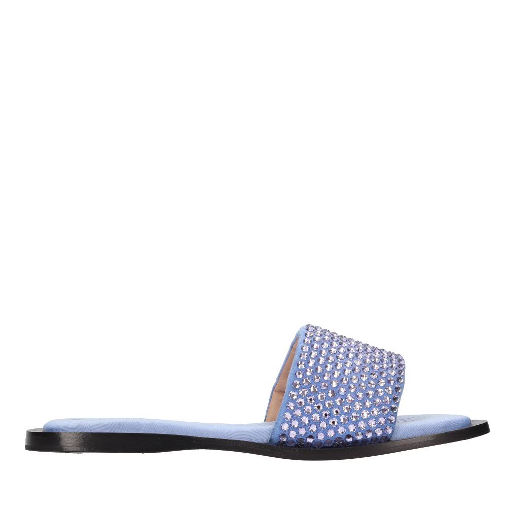 EDDY DANIELE Mules in camoscio e strass Nuovo
