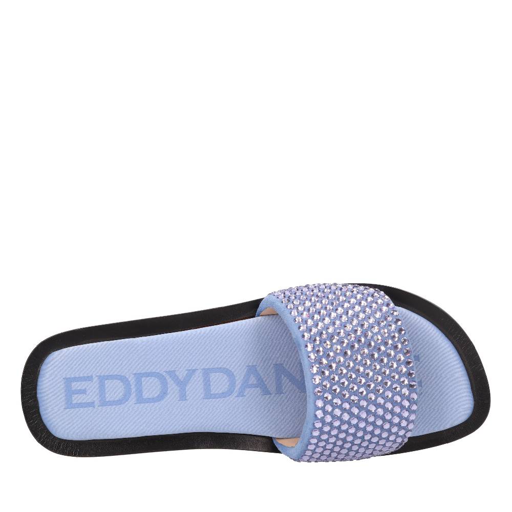 EDDY DANIELE Mules in camoscio e strass Nuovo