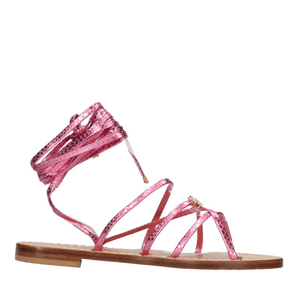 EMANUELA CARUSO Sandali flat infradito in pelle Negozi Online