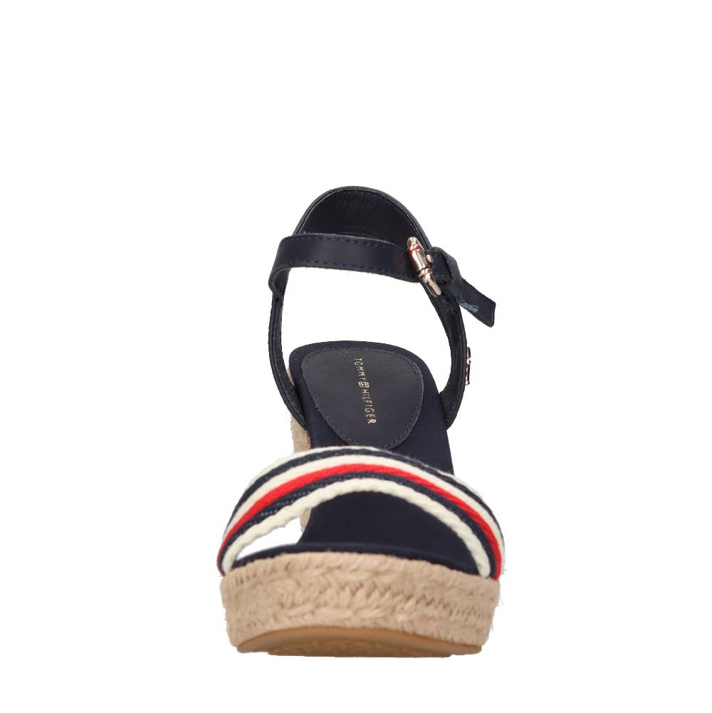 TOMMY HILFIGER Sandali con zeppa in pelle e tessuto Saldi