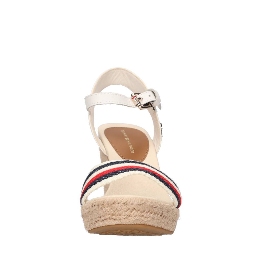 TOMMY HILFIGER Sandali con zeppa in pelle e tessuto Offerte