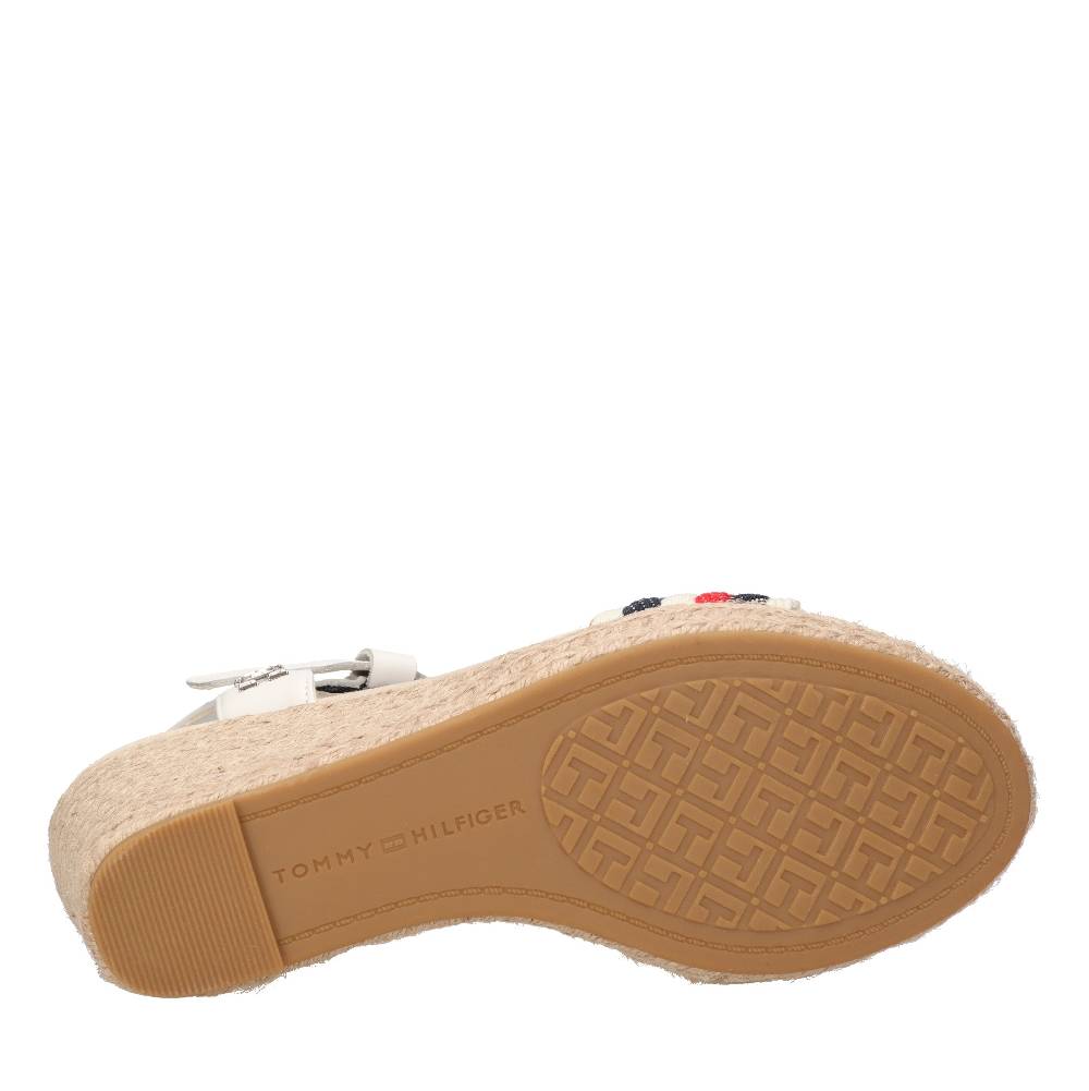 TOMMY HILFIGER Sandali con zeppa in pelle e tessuto Offerte