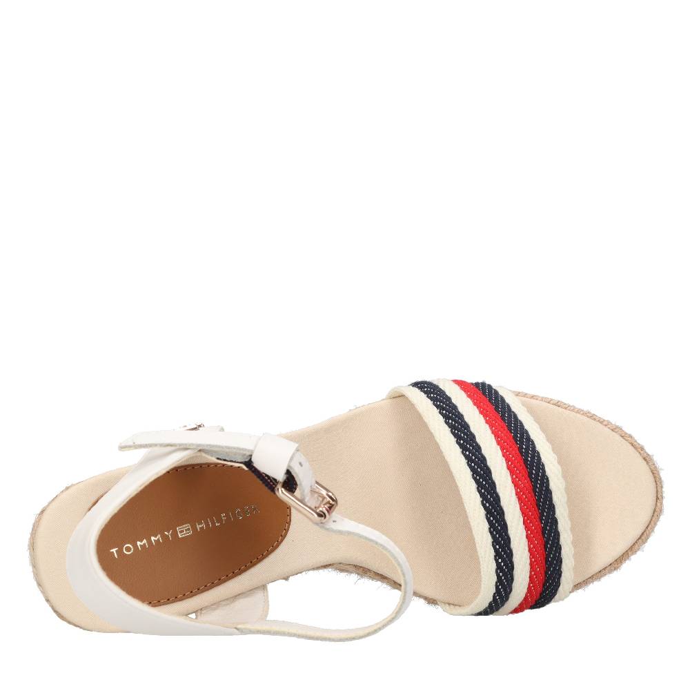 TOMMY HILFIGER Sandali con zeppa in pelle e tessuto Offerte