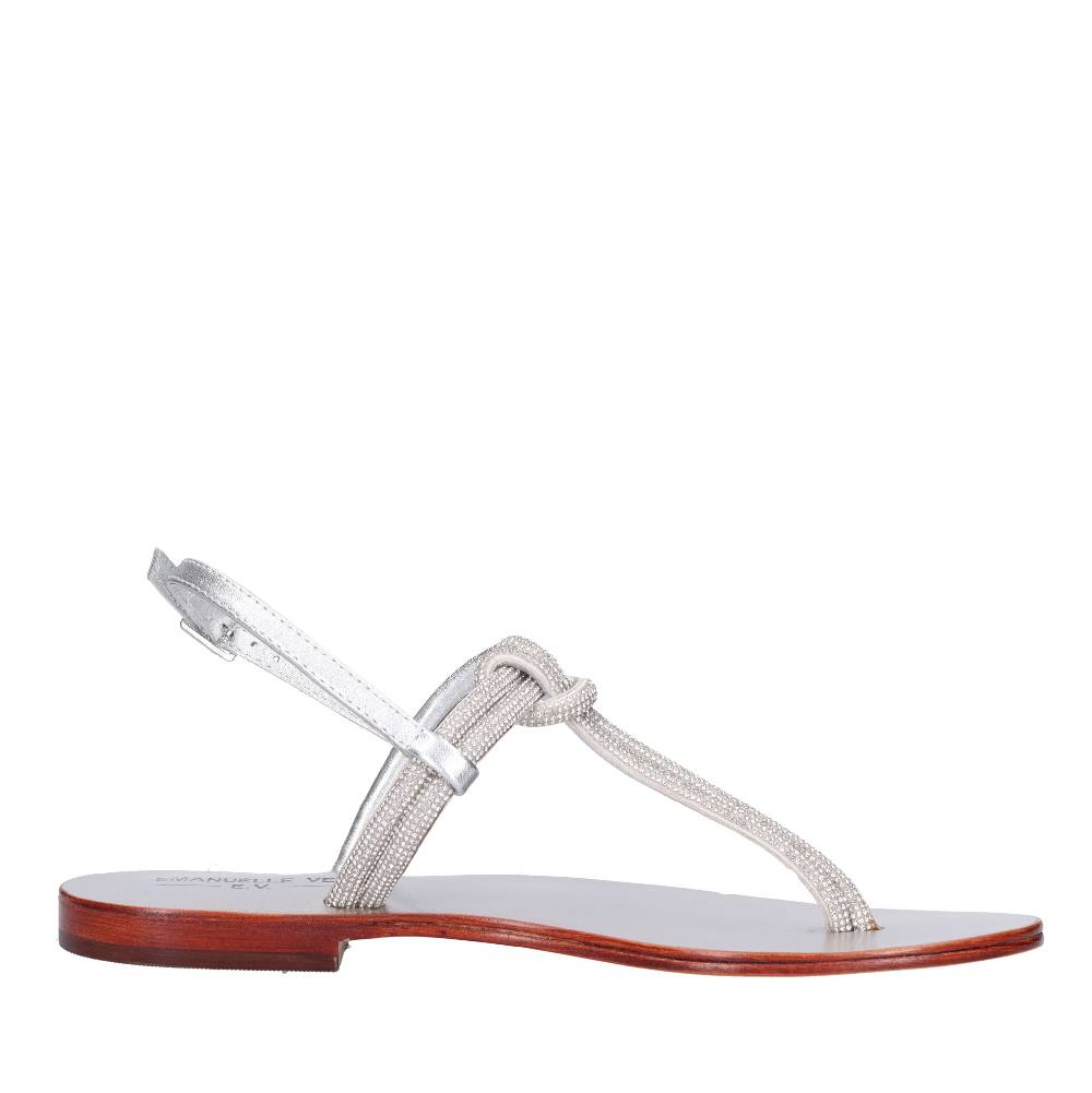 EMANUELLE VEE Sandali infradito in pelle e strass Saldi Di Fabbrica