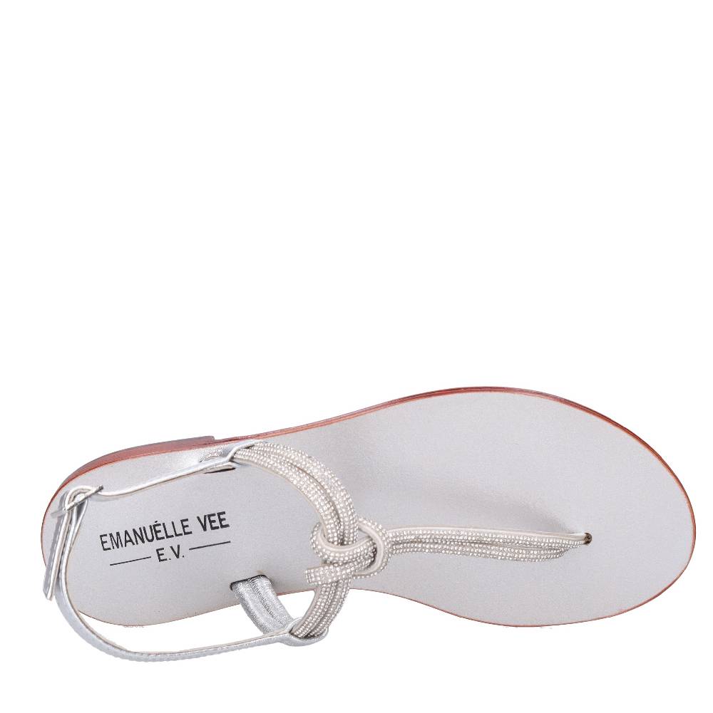 EMANUELLE VEE Sandali infradito in pelle e strass Saldi Di Fabbrica