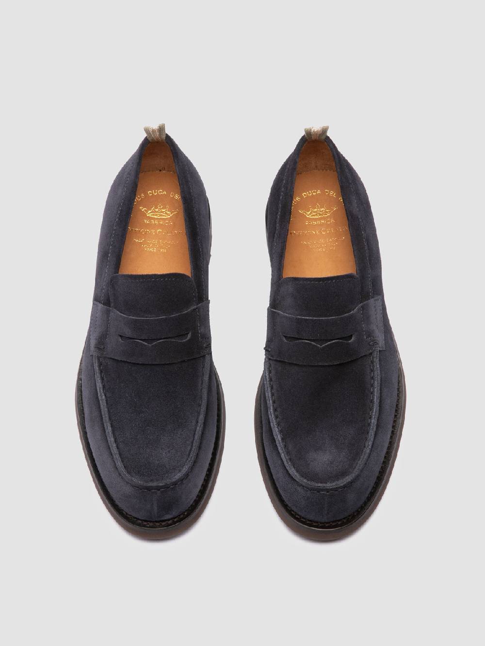 Officine Creative BELMONDO 006 Mocassini Penny in Pelle Scamosciata Blu Spedizione Gratuita