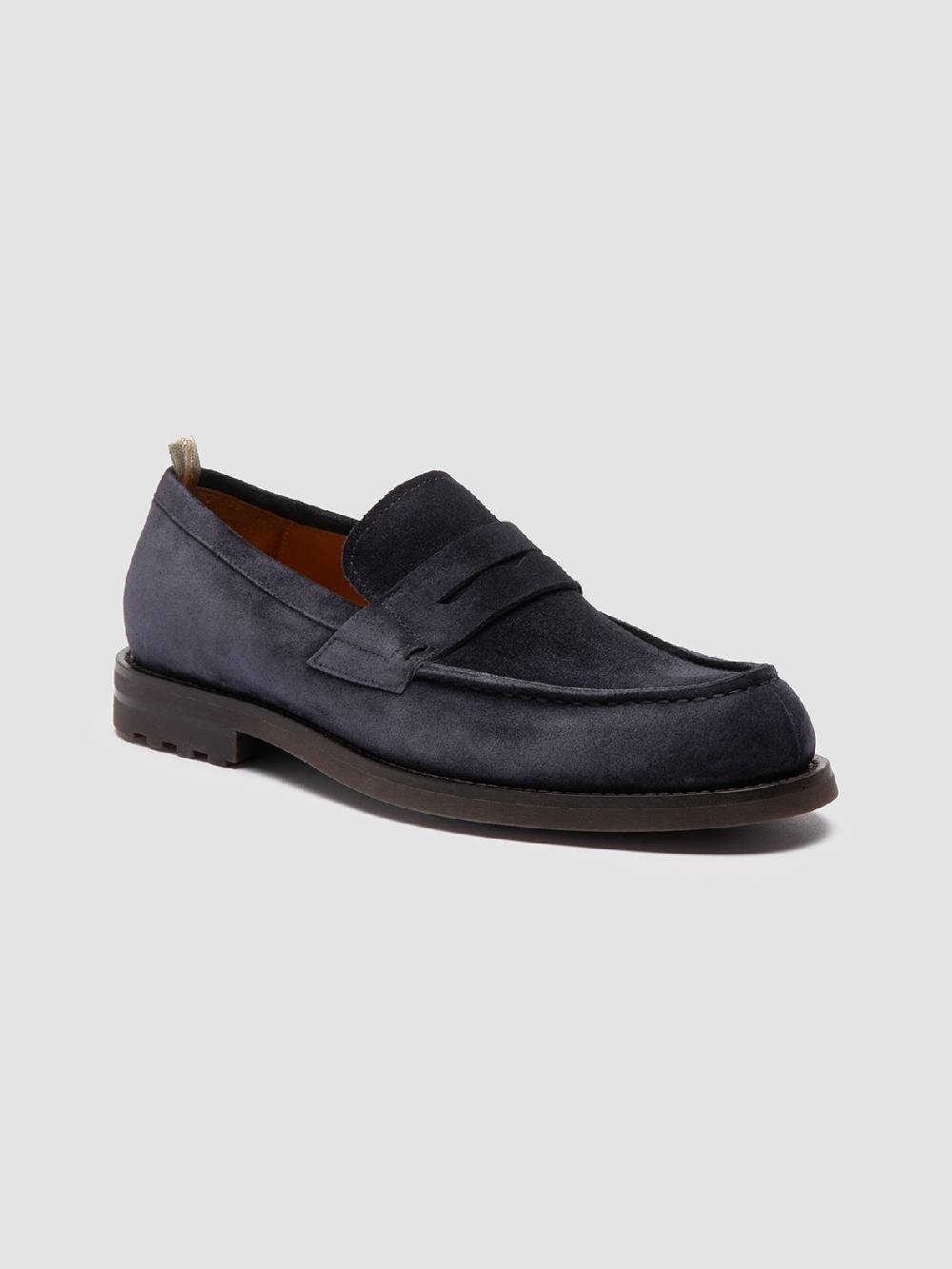 Officine Creative BELMONDO 006 Mocassini Penny in Pelle Scamosciata Blu Spedizione Gratuita