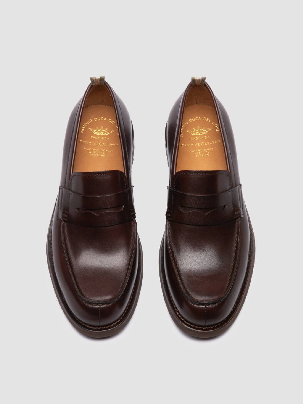 Officine Creative BELMONDO 006 Mocassini Penny in Pelle Scamosciata Marrone Pezzi Unici