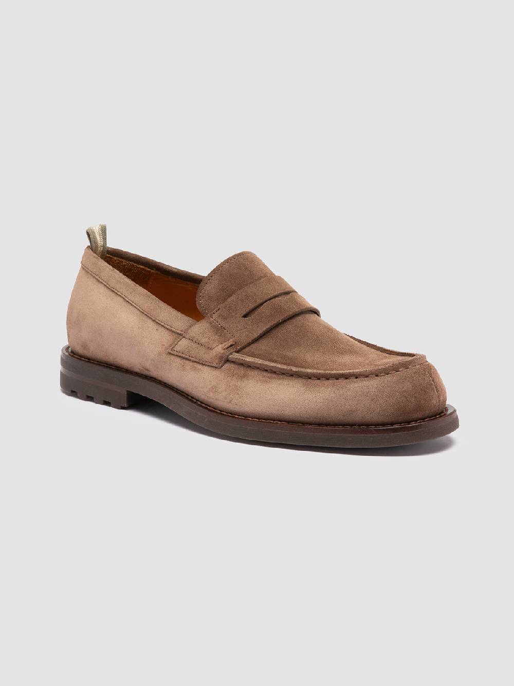 Officine Creative BELMONDO 006 Mocassini Penny in Pelle Scamosciata Tortora Soddisfazione Garantita